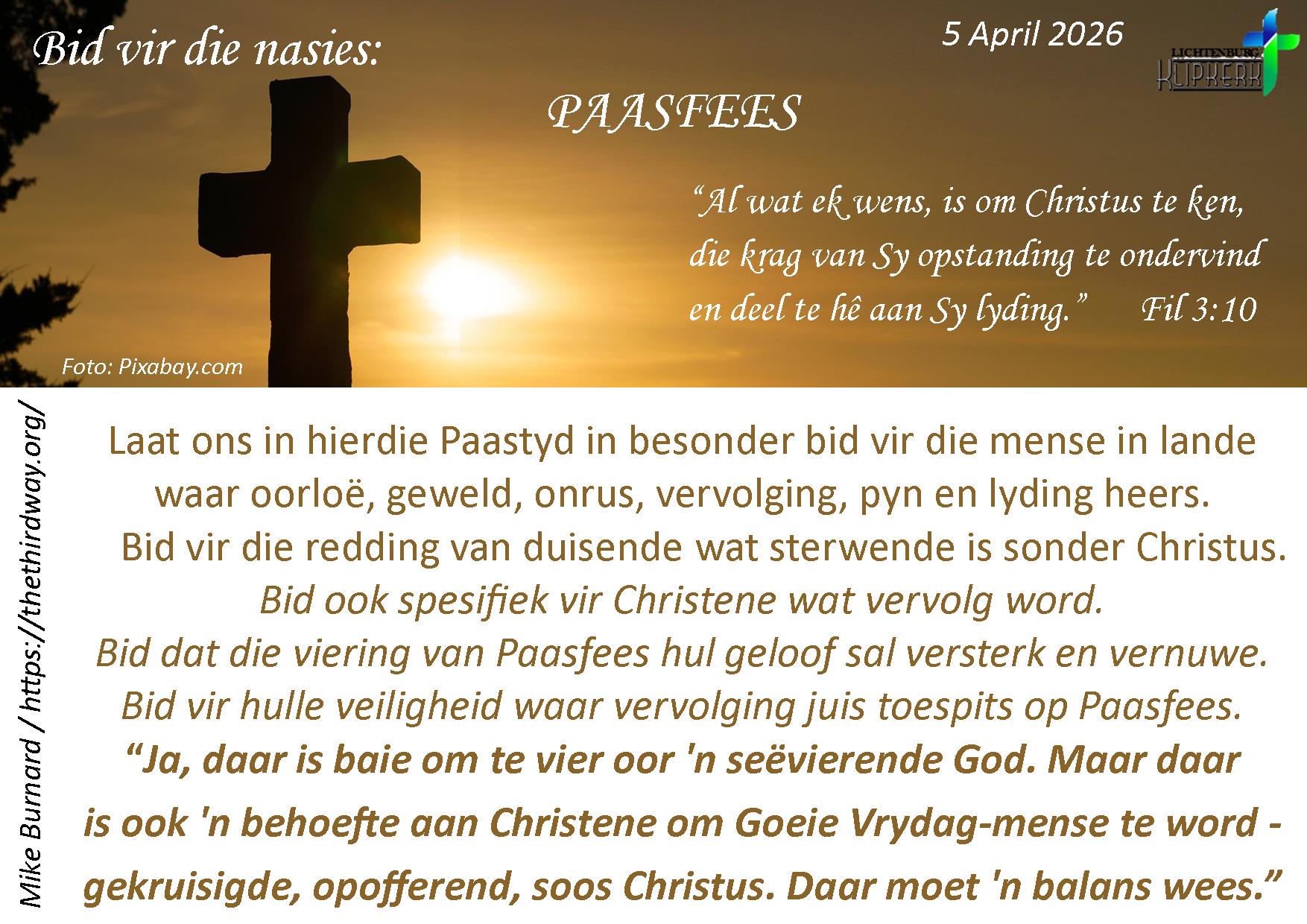 bid vir die nasies, Onbereiktes, klipkerk wereldfokus